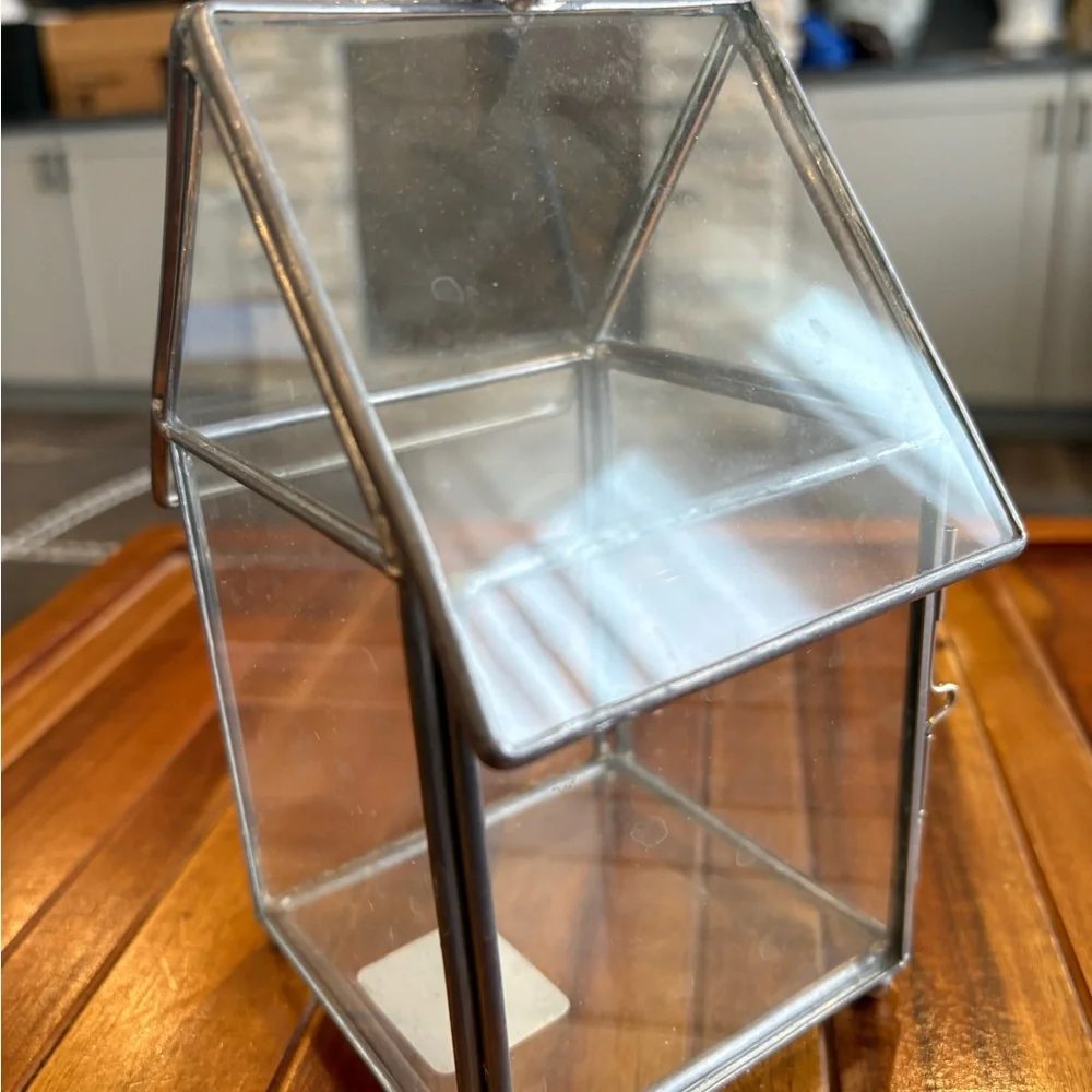 Hen-Feathers Rooster Leaded Glass Terrarium Hinged Door Made In The USA
